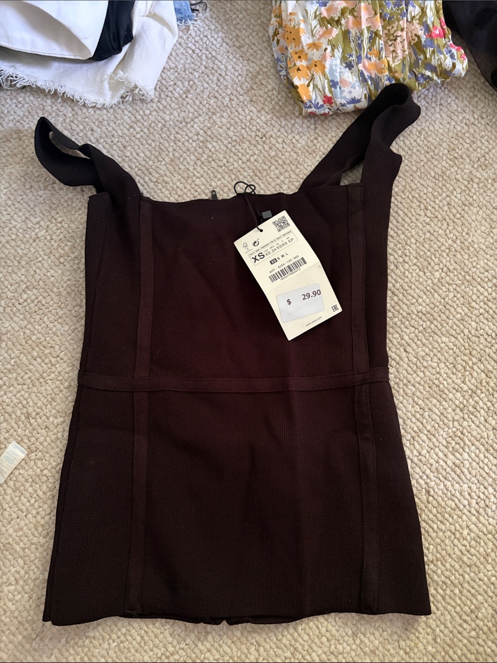 Zara black Structured Ribbed Tank